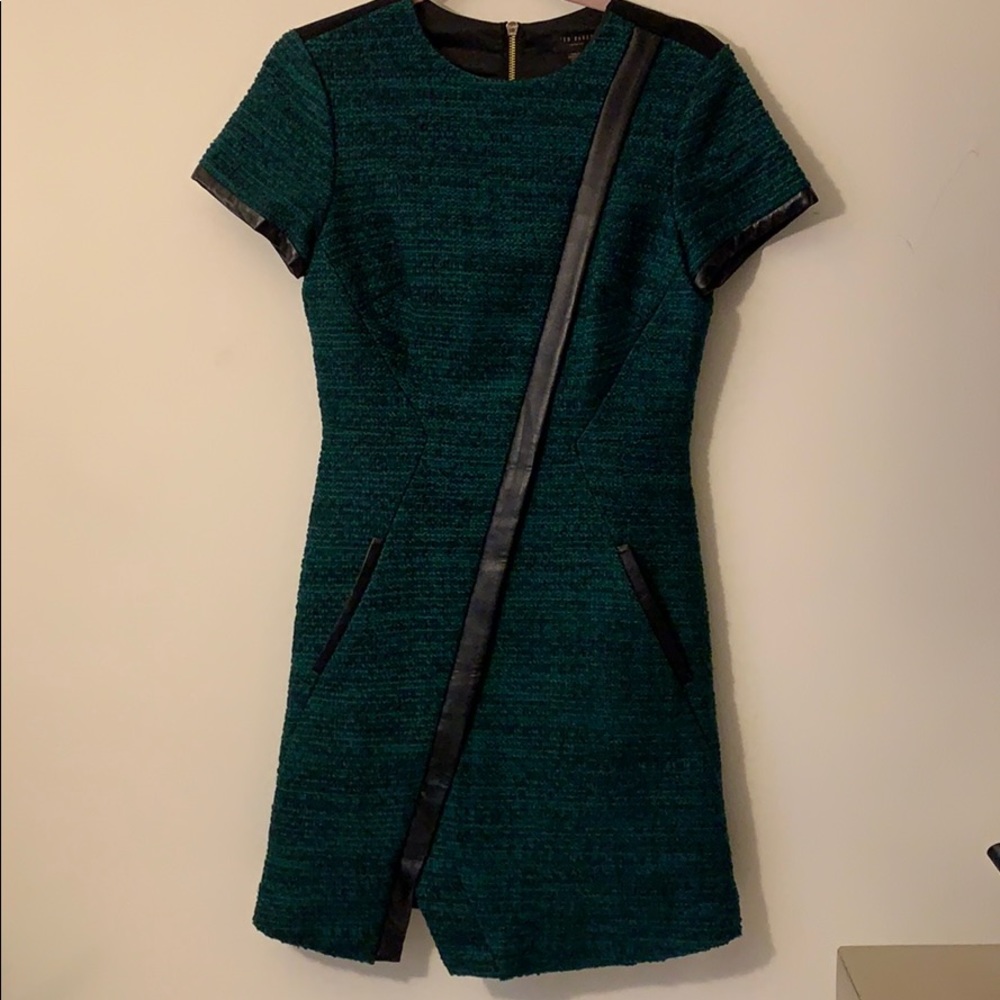Ted Baker Tweet and Leather Dress